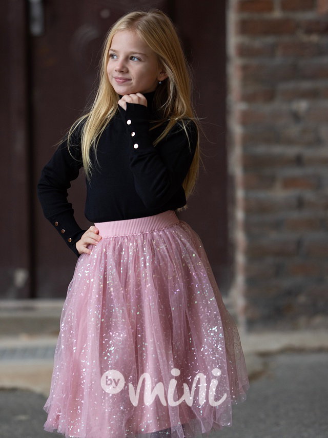 Tylová midi sukně pink shine