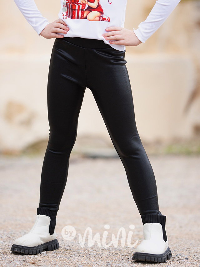 Thermo legíny eco leather černé