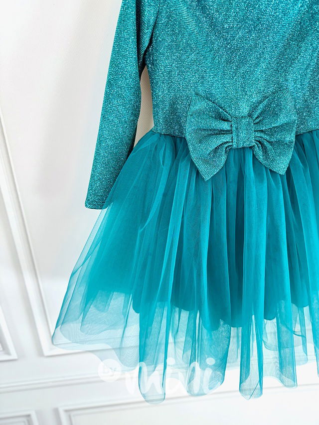 PREMIUM turquoise tylové šaty