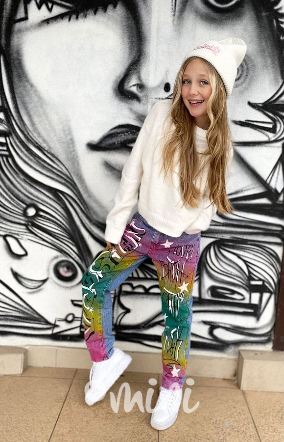 Rainbow jeans graffiti