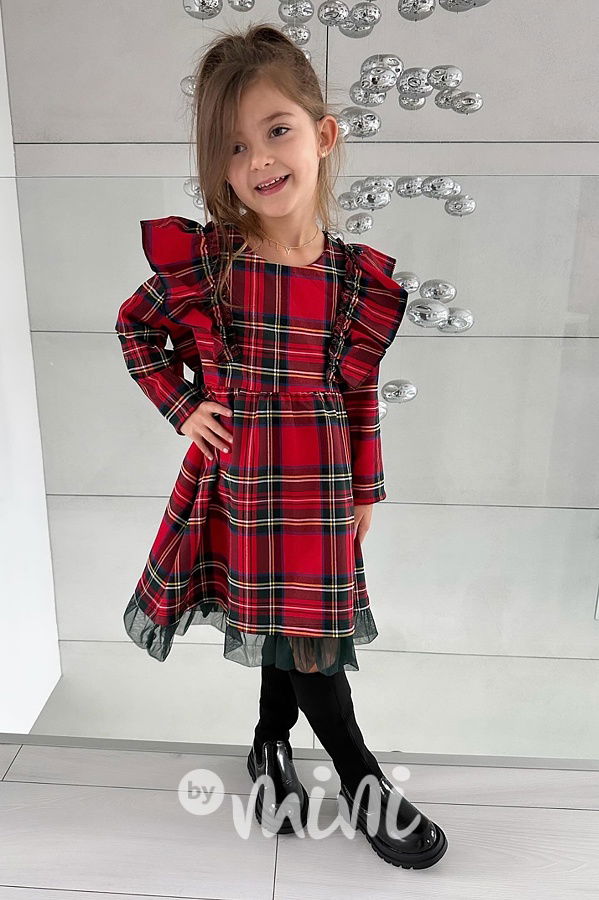 Sváteční karo šaty s mašlí