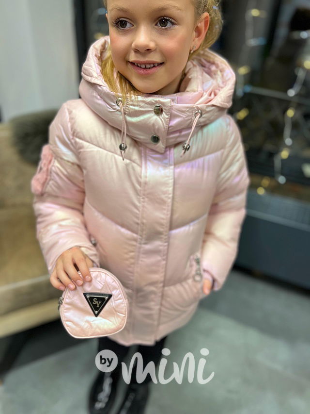Zimní ombre metalická bunda pink