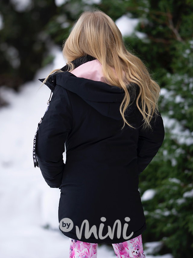 Sporty parka s kožíškem uvnitř black/pink