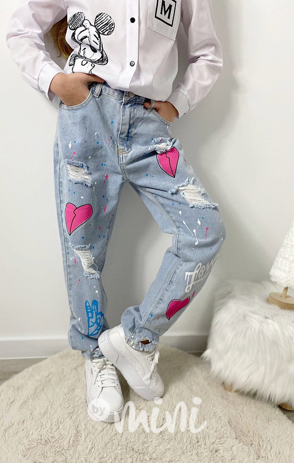 Fashion ripped jeans Broken heart