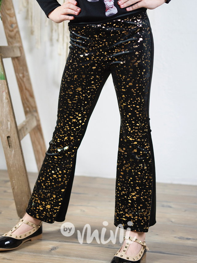 Soft velur černé zvonáče gold splash