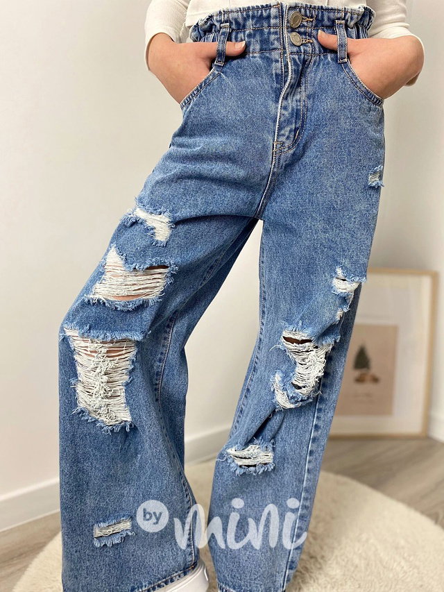 Fashion ripped maxi jeans švédy