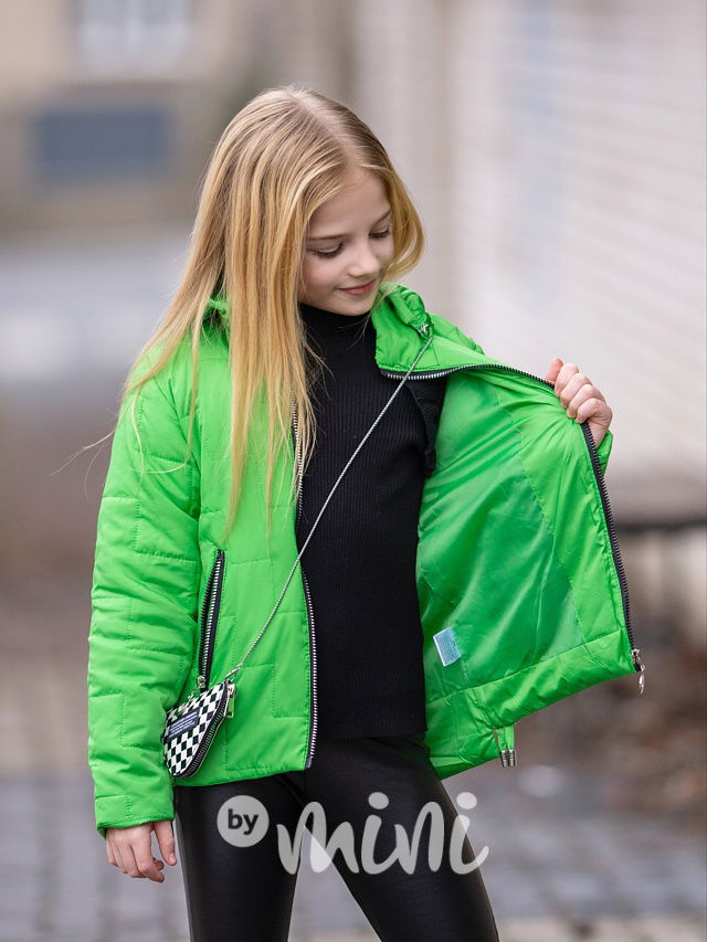 Jarní green bunda s kabelkou