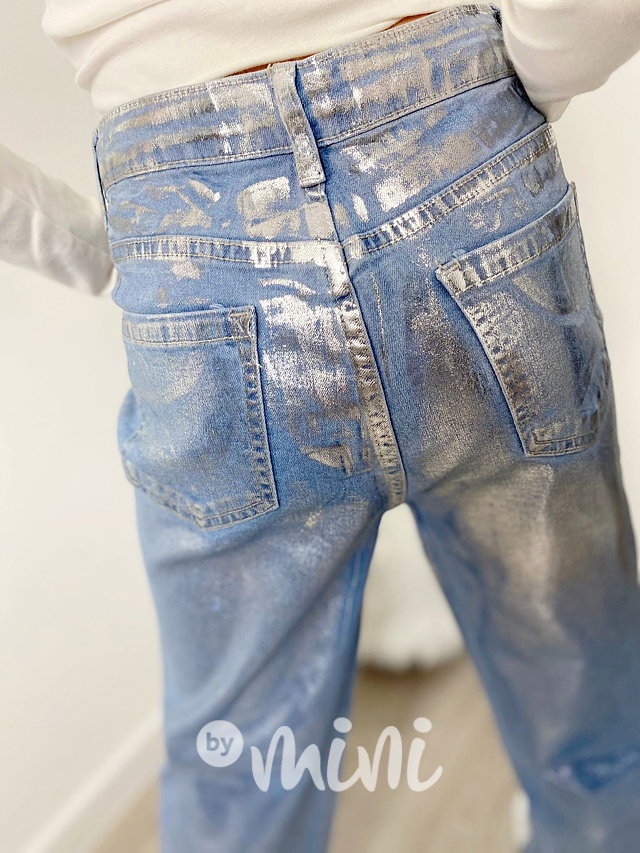 Metallic blue jeans