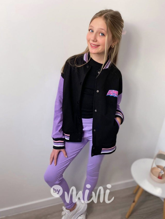 Flower bomber mikina black/lila