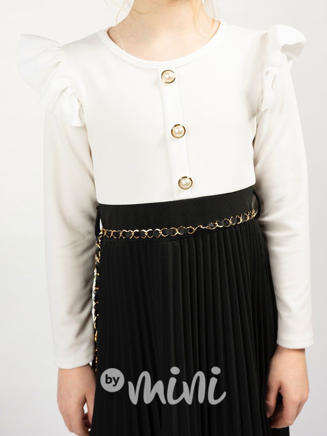 Šaty s plisovanou sukní + pásek black/white