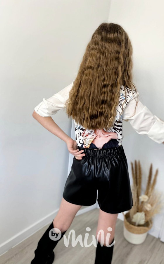 Sukňokraťasy eco leather se zdobením černé