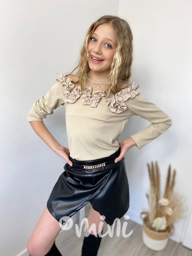 Sukňokraťasy eco leather se zdobením černé