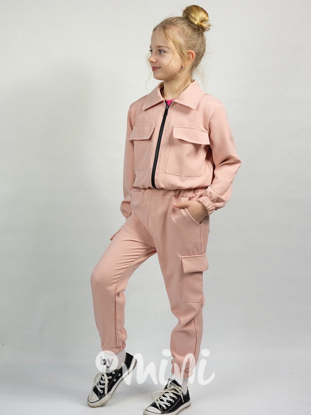 Cargo mikina + kapsáče pink