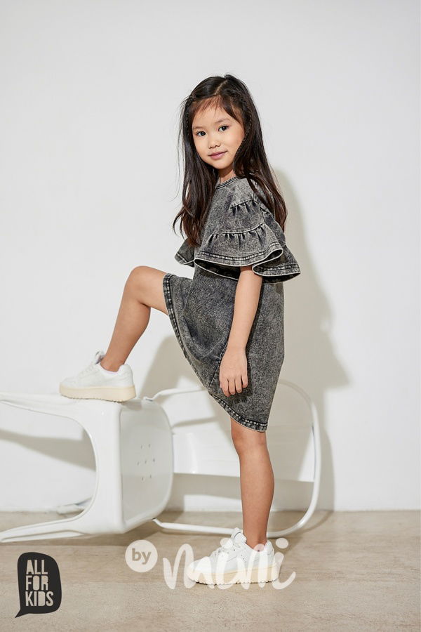 All for kids denim šaty ice black