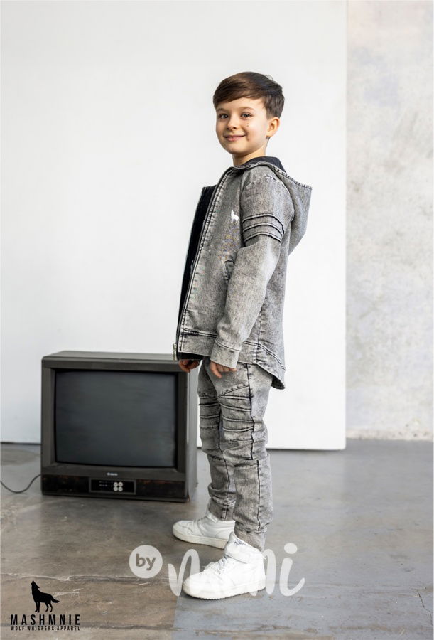 Mash Mnie cotton biker mikina WOLF acid black