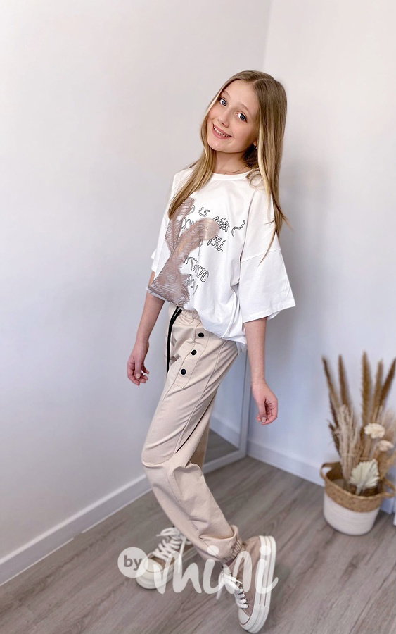Premium oversize triko metallic bunny white