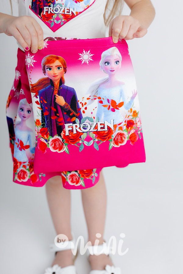 4-dílný Frozen dívčí set - sukně, triko, kabelka, čelenka