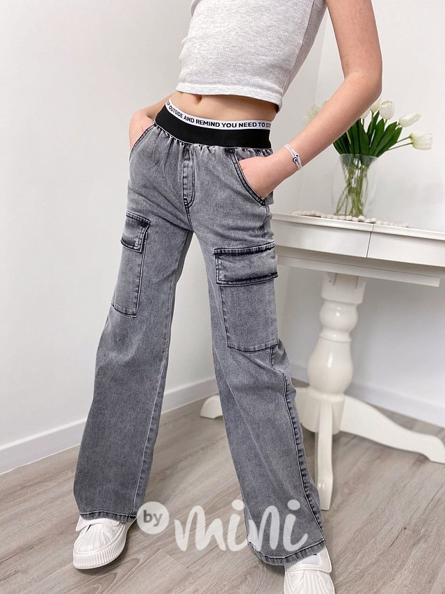 Fashion dark denim švédy se stretch pasem