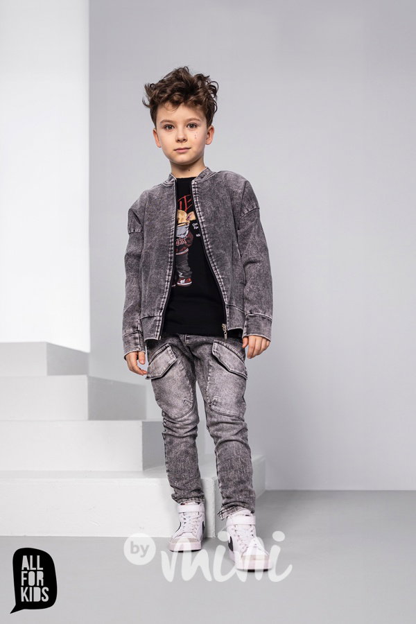 All for kids mikinová bunda Trouble denim black