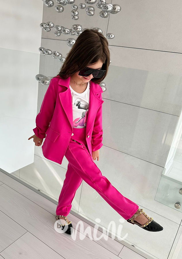 ELEGANT sako + kalhoty malina