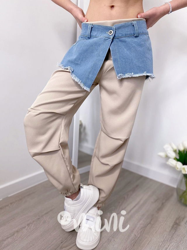 DUO cargo kalhoty denim/beige