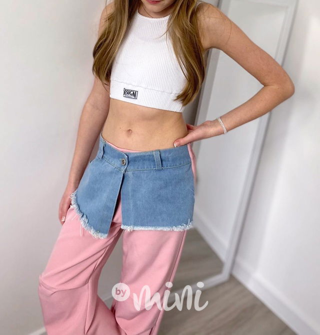 DUO cargo kalhoty denim/pink