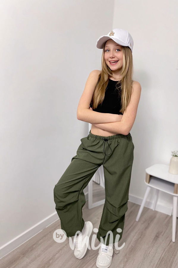 Volné relax kalhoty khaki