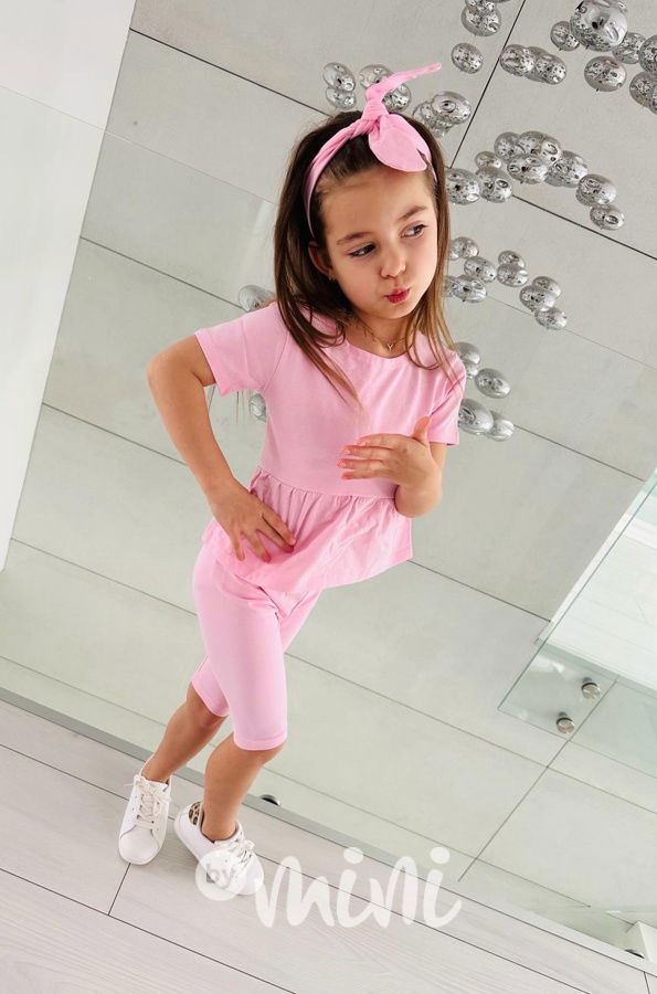 PINK tunika + šortky + čelenka