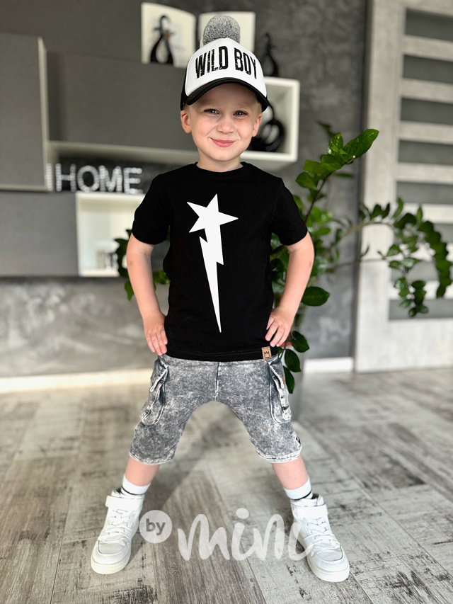 Soft black denim shorts kapsáče