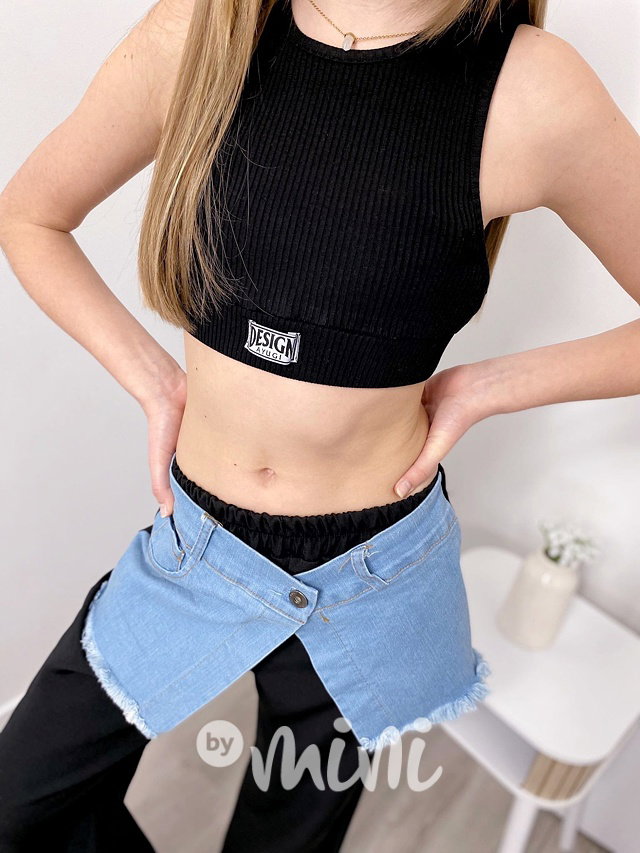 DUO široké kalhoty denim/black