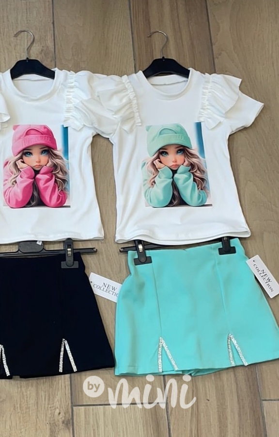 Sukňokraťasy + blůzka CUTIE mint
