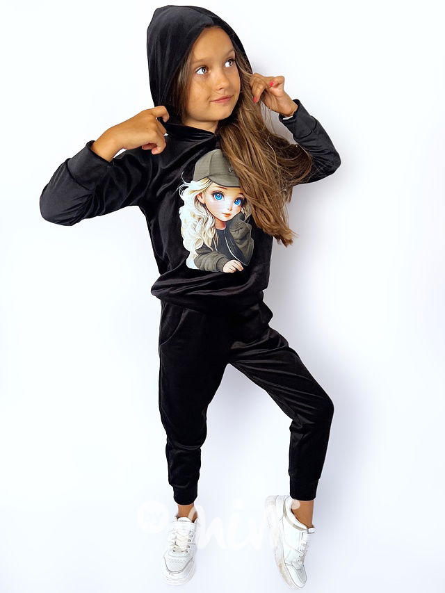 Miss blue eyes černá velur souprava