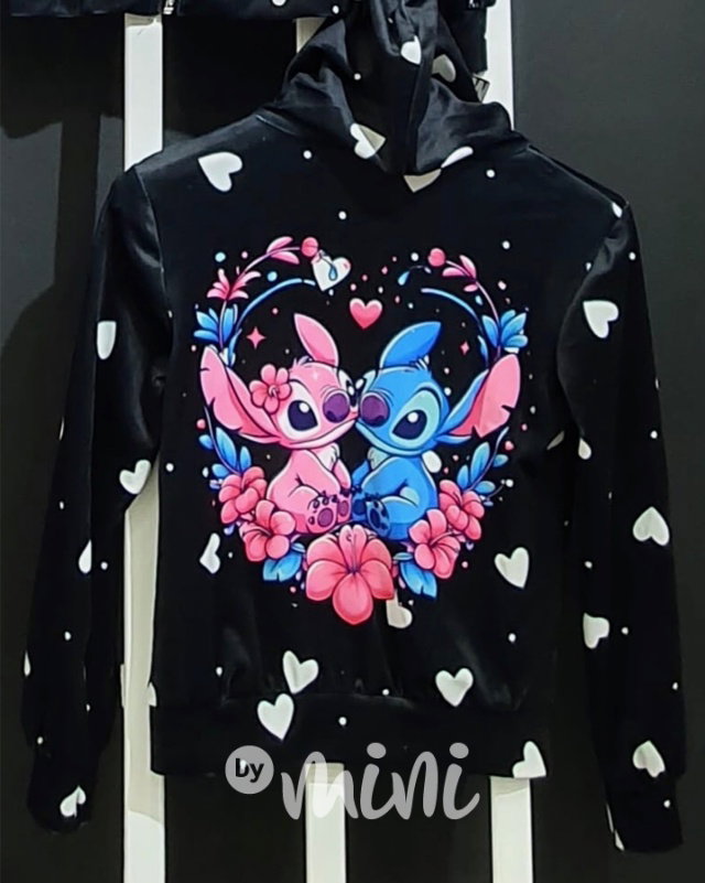 Lilo & Stitch velur mikina HEART black