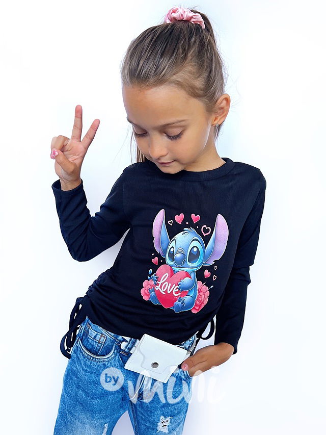 Lilo & Stitch longsleeve blůzka na stahování černá