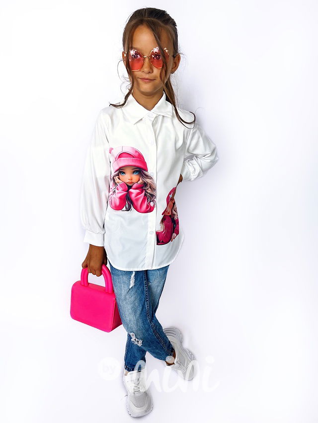 Cutie long košile white/pink