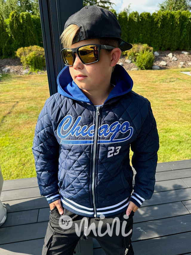 Prošívaná hoodie bunda Chicago blue