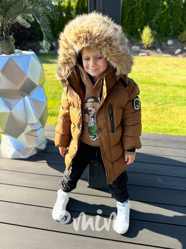 Zimní parka s kožíškem béžová