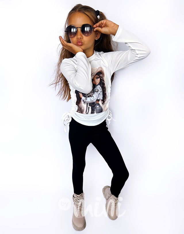 Cowgirl longsleeve blůzka na stahování bílá