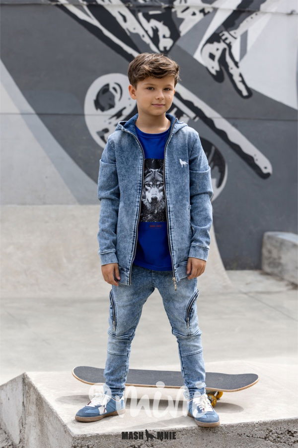 Mash Mnie jogger blue denim se zipy