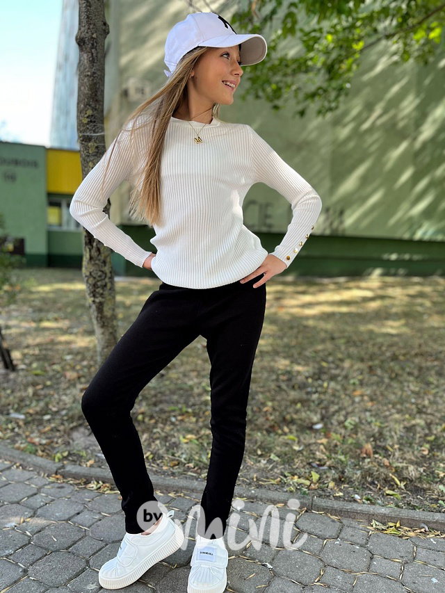 Stretch svetřík s knoflíčky off white