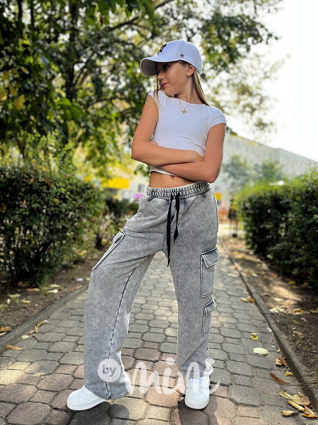 Soft denim maxi cargo kalhoty