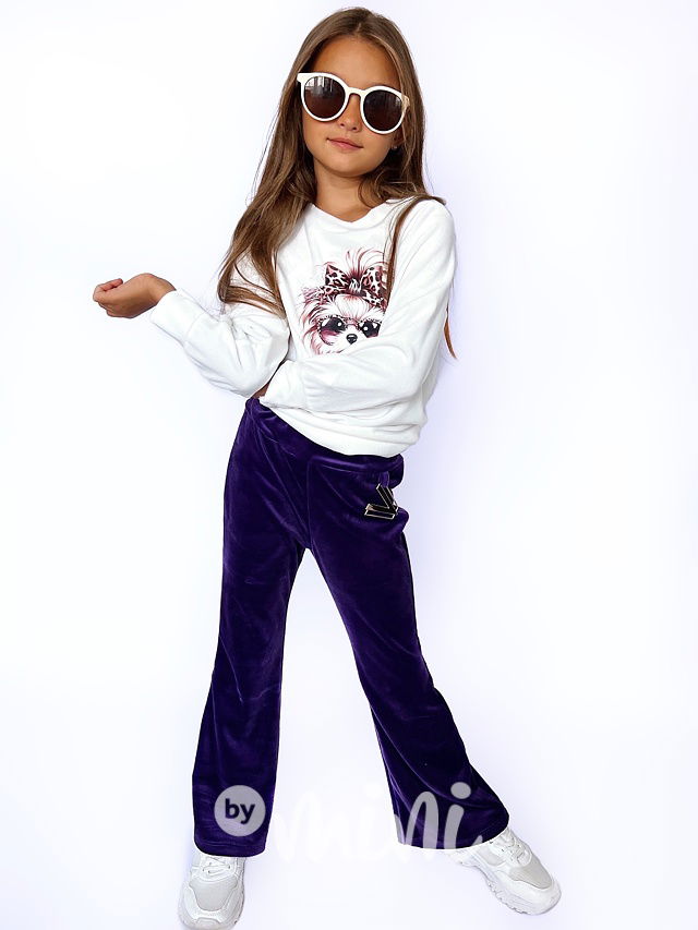 Soft velur mikina s pejskem bílá