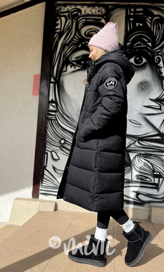 Maxi dlouhý zimní kabát DESIGN černý