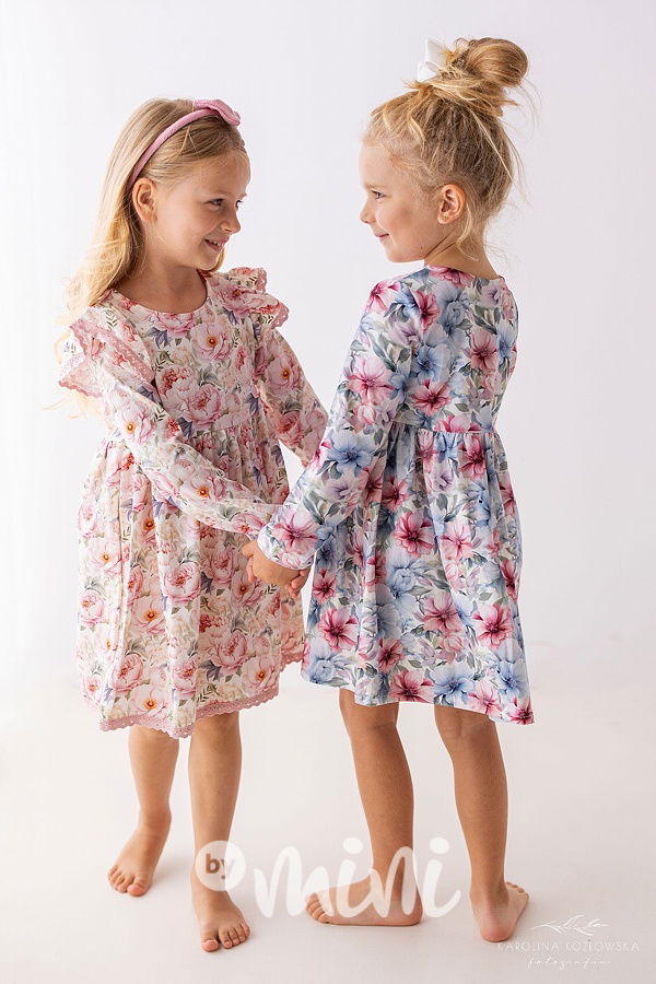 Lily Grey baby blue flower boho šaty