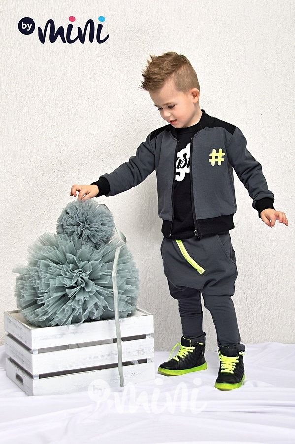 Dark grey baggy neon zip