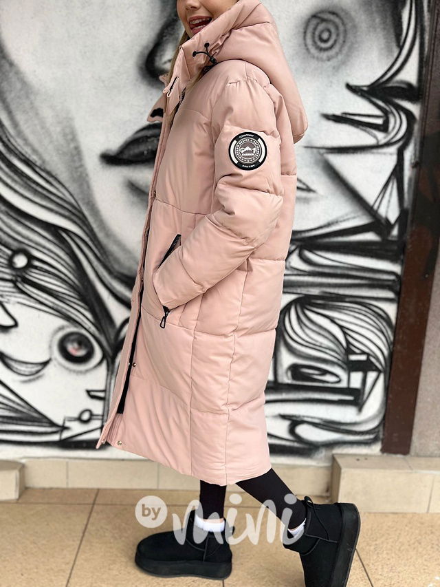 Maxi dlouhý zimní kabát SPORTY pudder pink