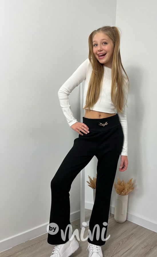 Zateplené kalhoty s řetízkem černé