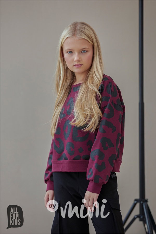 All for kids leopard mikina bordo