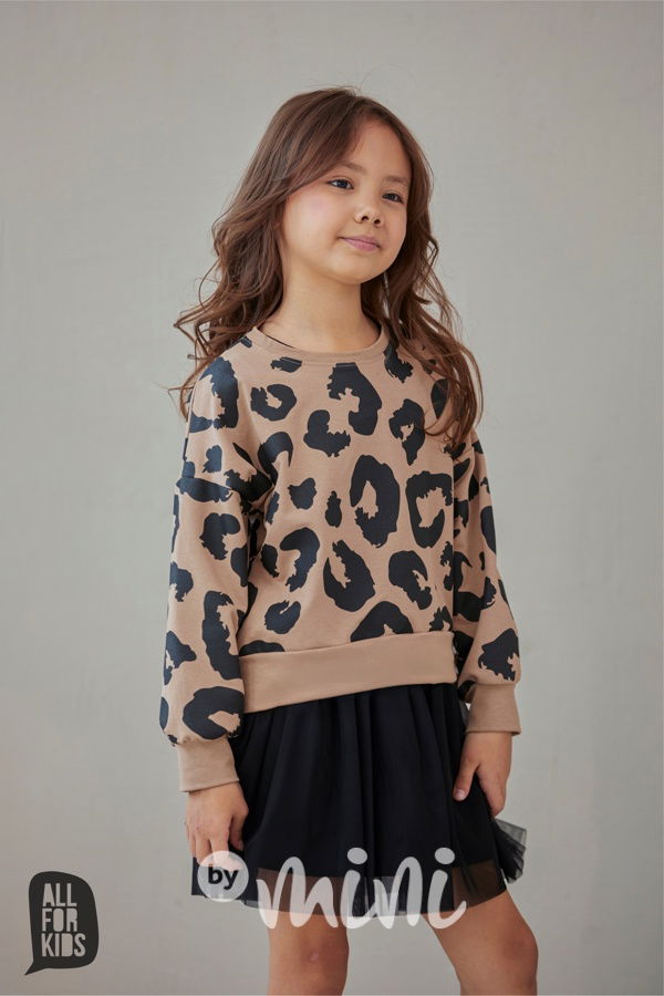 All for kids leopard mikina beige
