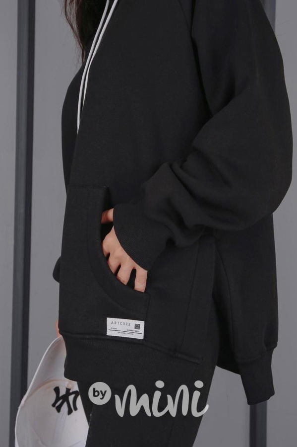 Zateplená oversize relaxed mikina černá